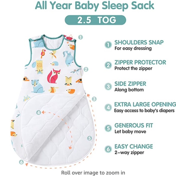 Sleep Sack Baby Wearable Blanket with 2-Way Zipper, 2.5 TOG 18-24mo - Picture 2 of 6